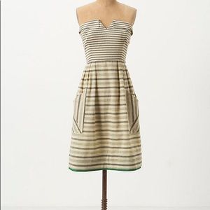 Strapless striped dress.